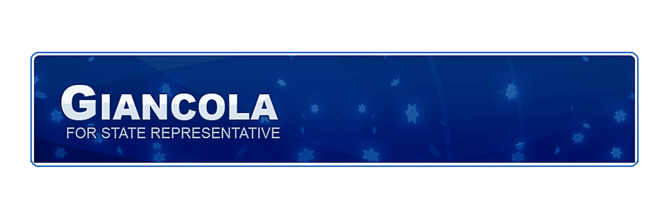 A blue rectangle with white text