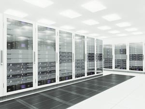 A room with a large server room