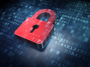 A red lock on a digital background