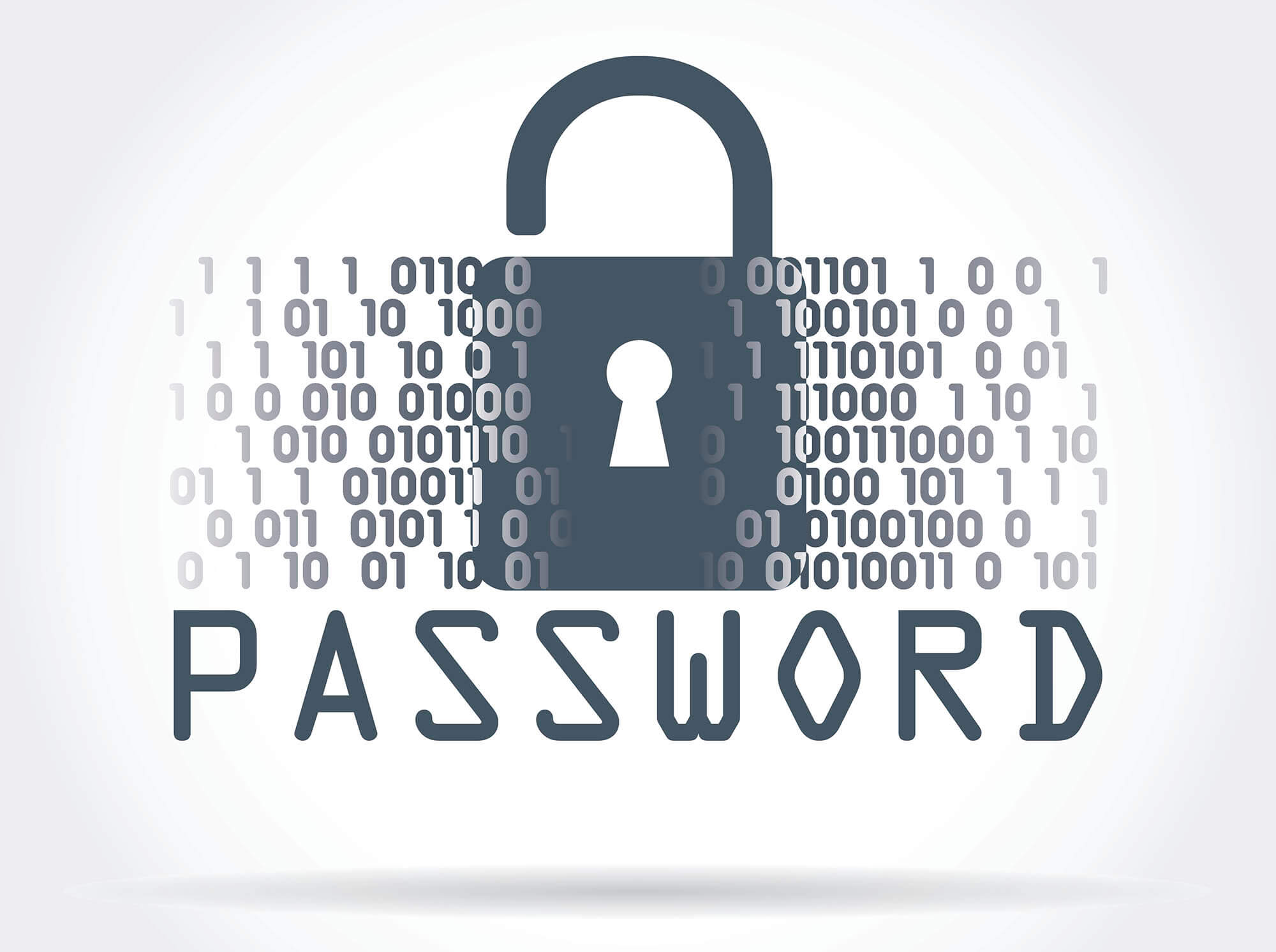 A symbol of a lock and binary code