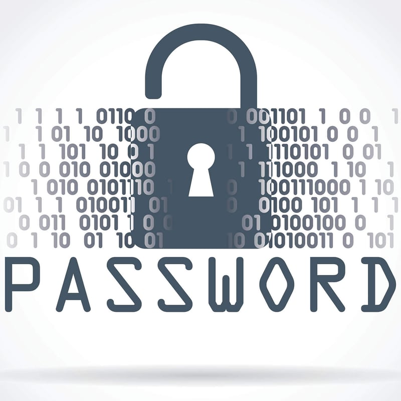 A symbol of a lock and binary code
